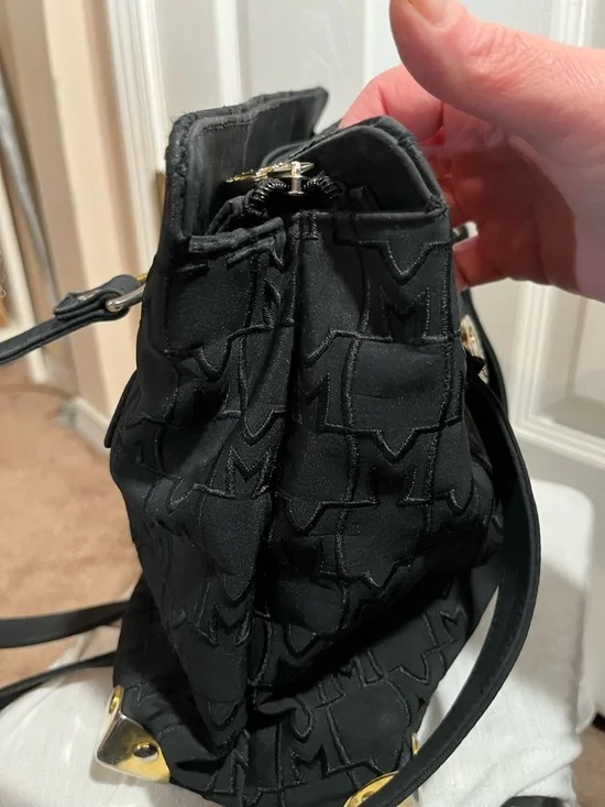 Black Monogram Tote Bag Gold Hardware Shoulder Bag - Picture 8 of 12